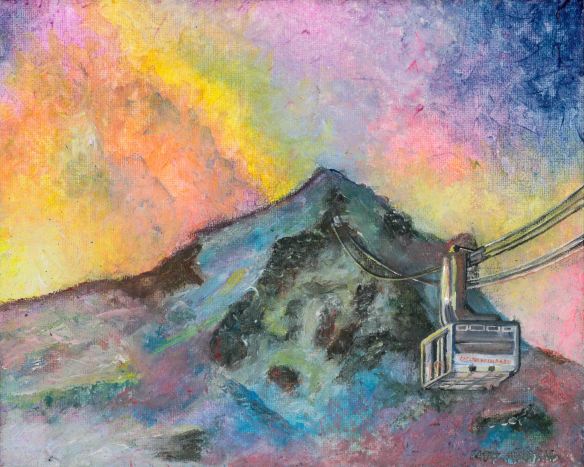 3. Grande Motte Glacier, Tignes - Oil/Acrylic paints, A4 Canvas. FD