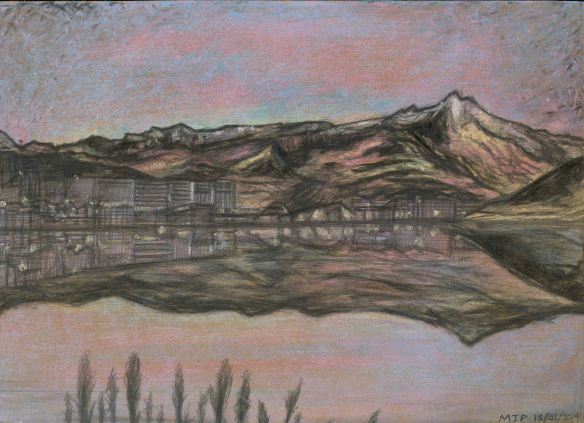 7. A Winters Evening - Calk/Charcoal/Pencil, A3 MDF. FD