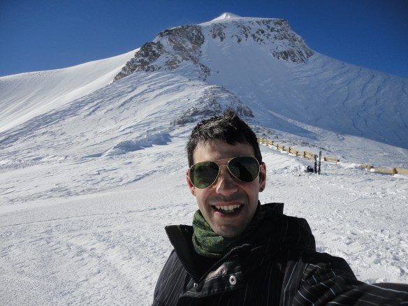 On the sunny Grande Motte Glacier, Tignes.