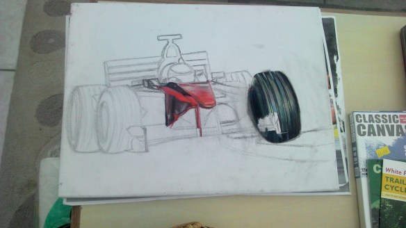 After the first part of the body work and nose had been painted.