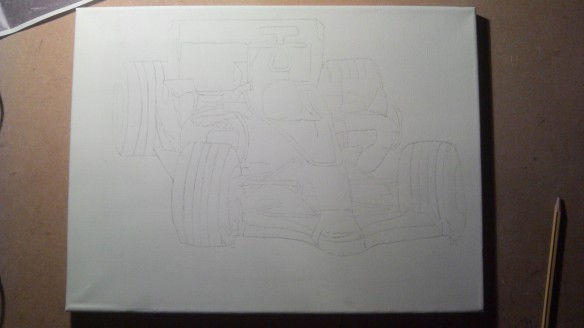 Original drawing before paint being applied.