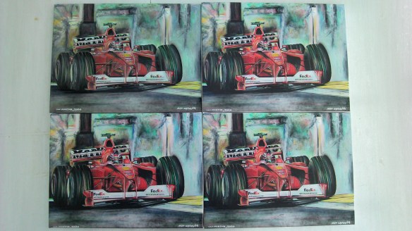 High Quality Schumi A3 Canvas Prints by my-picture.co.uk. Original painting is top left image.