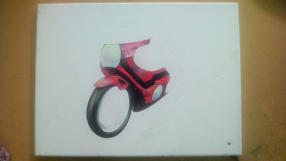 Showing more completed bodywork and a partially completed wheel.