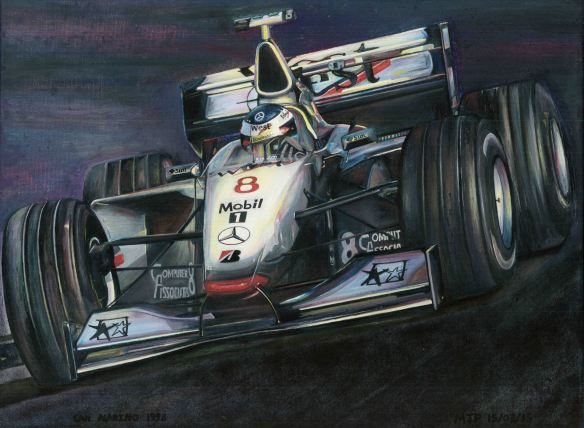 17. Mika Hakkinen – Oil Paint, A3 Canvas. SOLD