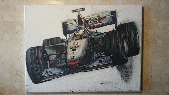 Showing most of the logos and graphics on the car